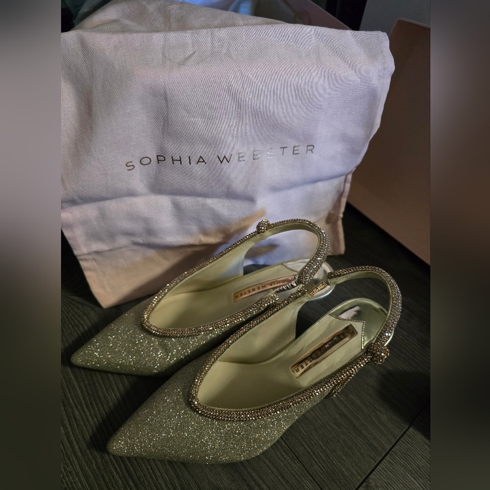 Sophia Webster Shimmering Gold Slingback Heels